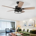 thumbnail image 2 of Gymax 48'' Ceiling Fan Industrial Cage Light w/ Reversible Blades Remote Control Indoor, 2 of 10