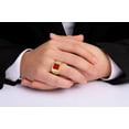 thumbnail image 2 of RYLOS Men's Rings Yellow Gold Plated Silver Designer Ring With Diamonds and Red Quartz Rings For Men Size 8, 2 of 6