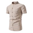 thumbnail image 1 of Birdeem Chemises pour Hommes Mode Décontractée Imprimé Col Rond Bouton Manches Courtes Chemise Blouse, 1 of 9