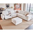 thumbnail image 1 of BEDEEP Canapé Inclinable Électrique 133,9 Pieds' avec Console d'Appui-tête, Canapé Sectionnel en Chenille Moduar Cloud avec Ottoman de Rangement, Canapé Convertible 6 Places pour Salon RV, Blanc, 1 of 10