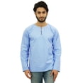thumbnail image 4 of Atasi Kurta Court Bleu Ciel pour Homme, Col Rond à Goutte, Chemise en Coton, 4 of 7