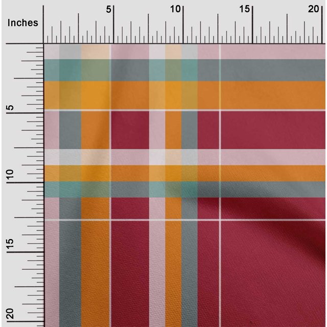 oneOone Cotton Cambric Fabric Madras Check Print Sewing Fabric BTY 56 Inch Wide