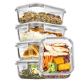 thumbnail image 1 of Lot de 5 Contenants de Rangement en Verre 22 Oz avec Couvercles, Ensembles de Contenants Alimentaires en Verre pour Préparation de Repas pour Micro-Ondes, Four, Lave-Vaisselle, 1 of 7