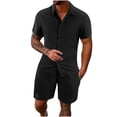 thumbnail image 1 of TIMIFIS Men's Cotton Linen Sets Short Sleeve Pleats Suits 2 Piece Button Shirt and Shorts Beach OutfitsFall, 1 of 8