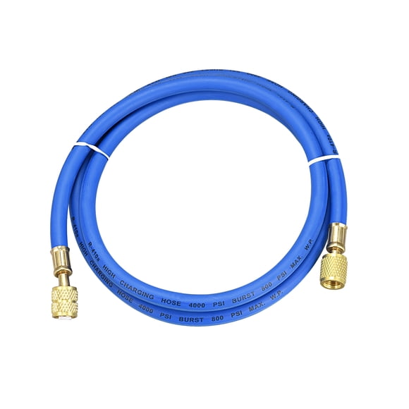 Unique Bargains Raccord de Filetage SAE 1,5 m 1/4 à 5/16, Tuyau de Chargement Réfrigération 800 Psi, Bleu