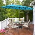 thumbnail image 2 of Costway Parasol de Patio Double Face Jumeau de 15 Pi pour l'Extérieur, Style Marché, avec Manivelle et Base, Turquoise, 2 of 10