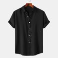 thumbnail image 1 of SDNall Chemise Décontractée pour Homme Unie à Col Rabattu à Manches Courtes avec Fermeture à Boutons Blouse Hawaïenne, 1 of 1