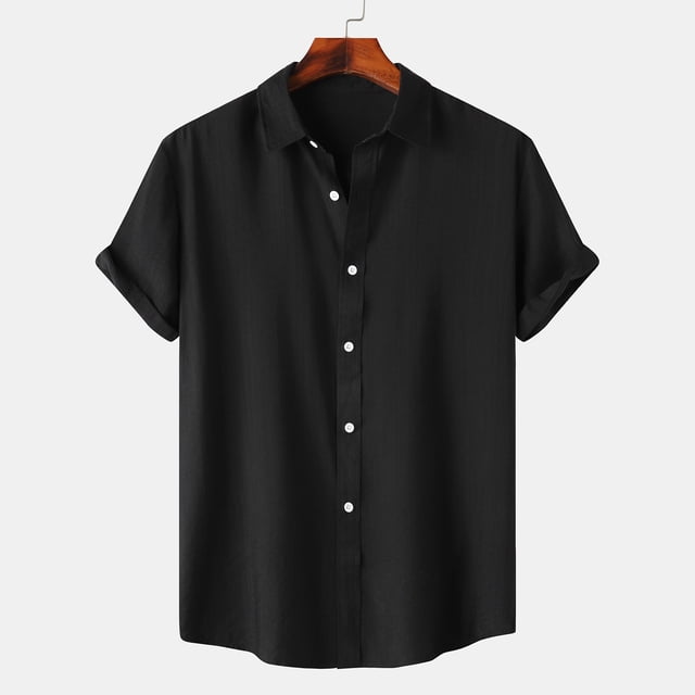 SDNall Chemise Décontractée pour Homme Unie à Col Rabattu à Manches Courtes avec Fermeture à Boutons Blouse Hawaïenne