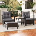 thumbnail image 2 of Harmijoy 5 Piece Outdoor Furniture Set, Rattan Chairs & Ottomans w/ Round Glass Topped Coffee Table, Space Saving Cushioned Patio Conversation Set for Backyard, Poolside, 2 of 8