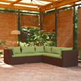 thumbnail image 1 of vidaXL Ensemble Salon de Jardin 5 Pcs avec Coussins en Rotin Poly Brun, 1 of 4