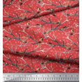 thumbnail image 3 of Soimoi Orange Moss Georgette Fabric Branch,Dot & American Robin Bird Decor Fabric Printed BTY 42 Inch Wide, 3 of 3