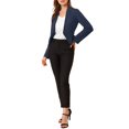 thumbnail image 2 of Blazer de Travail pour Femme Sans Col, Veste de Tailleur Chic Décontracté, Blazer Court, TG, Bleu Marine, 2 of 8