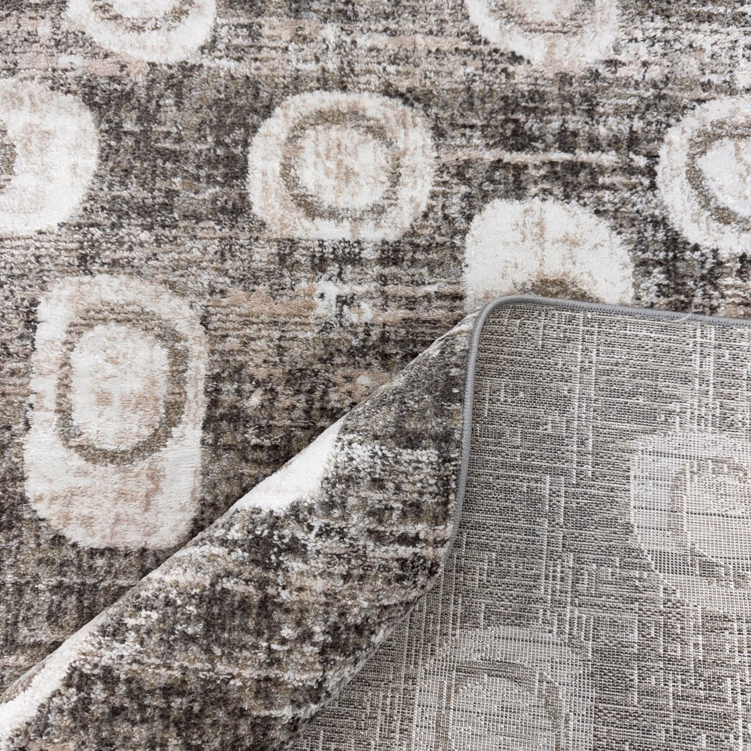 Tapis d'interieur abstrait Rug Branch Cadence, gris beige, moderne - Salon, chambre, salle a manger et cuisine