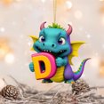 thumbnail image 4 of Fridja Personalized Dinosaur Christmas Ornament 26 Letters Hanging Pendant Ornaments 2024 Plastic Initial Monogram Xmas Tree Decorations with Hanging Rope Unique Customized Fun Gift for Kids (D), 4 of 4