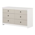 thumbnail image 2 of Commode 6 tiroirs pour Adulte, fini Blanc et Beige, collection Plenny de Meubles South Shore, 2 of 12