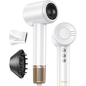 Hair Dryer - Negative Ionic Blow Dryer with 150000 RPM High Speed Brushless Motor for Fast Drying, Low Noise, HD Display Hair Dryer with Diffuser and Nozzle, 4 Temps & 3 Speeds