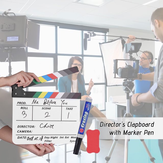 Mistaha Tableau à Clapet Professionnel en Acrylique Effaçable à Sec pour Télé, Film, Réalisateur, Découpe, Scène d'Action, Tableau à Clapet