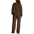 thumbnail image 4 of Pisexur Ensembles Deux Pièces pour Femmes Automne Couleur Unie Chandails à Manches Longues à Col Rond Pantalons de Survêtement Amples à Jambe Grand Ensembles de Survêtement Femmes Tenue 2 Pcs Tenue Décontractée de Voyage Tenues de Vacances pour Femmes, 4 of 8