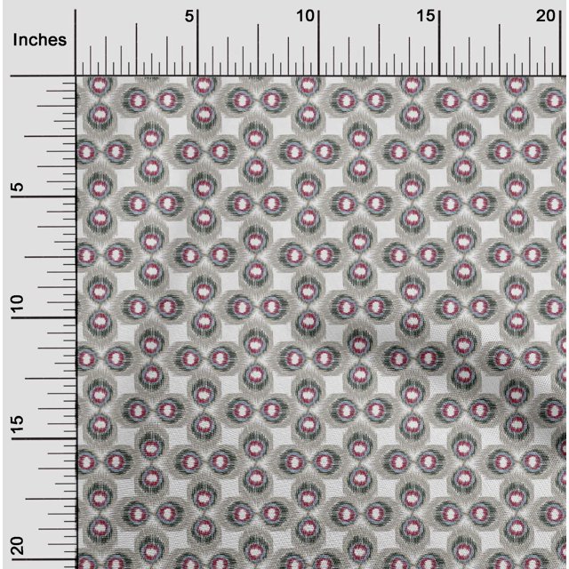 oneOone Polyester Lycra Fabric Peacock Feather Ikat Print Sewing Fabric BTY 56 Inch Wide