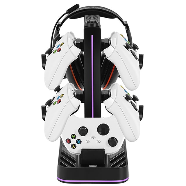 Station de Recharge pour Manettes de Jeu et Support pour Écouteurs - Compatible avec Nintendo Switch 2/PS5/Xbox Series - Étagère de Rangement