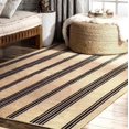 thumbnail image 1 of Indian Handmade Braided Natural Pure Jute with Black Design Area Rugs Size 9 x 9 Square Feet ( 270 cm x 270 cm ), 1 of 5
