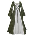 thumbnail image 1 of Pompotops Women CasualLong Sleeve Splicing Solid Gothic Cosplay Dress, 1 of 9