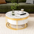 thumbnail image 1 of Noble House 31.5'' Round Nesting Coffee Table with Drawers, White, 1 of 13