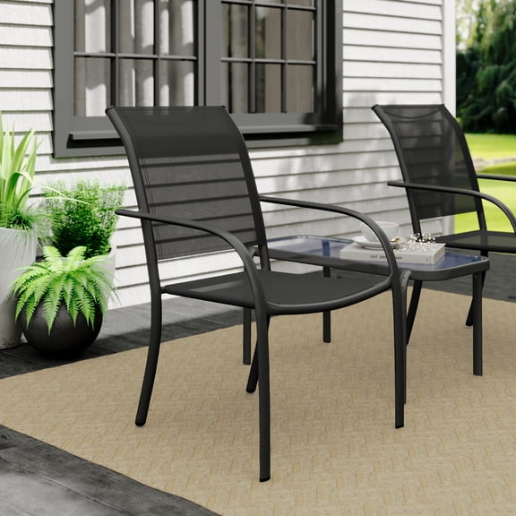 Mainstays Steel Outdoor Stacking Chair, Black