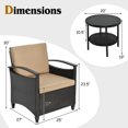 thumbnail image 4 of Costway 3PCS Patio Rattan Furniture Set Cushioned Sofa Storage Table W/ Shelf Garden, 4 of 10