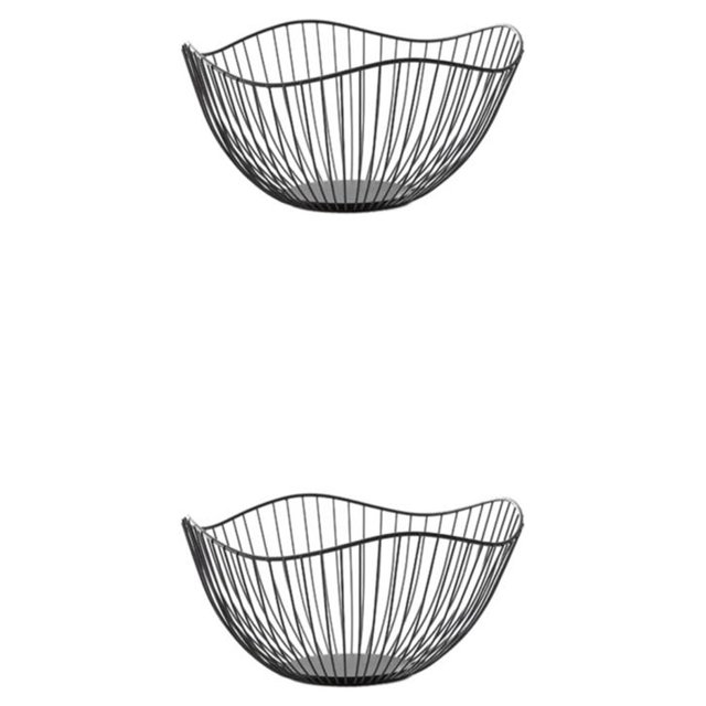 Redempat Metal Fruit Bowl Large Capacity Exquisite Appearance Sturdy And Durable Modern Style Fruit Basket black Straight large 2Set