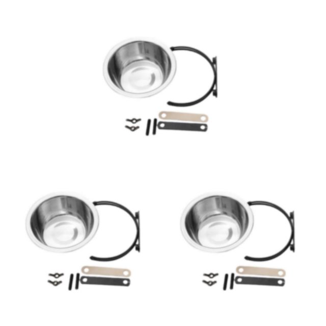 Maytalsory Reduce Spills And Mess Disassembled Pet Bowl Silver With Convenient 13CM 3Set