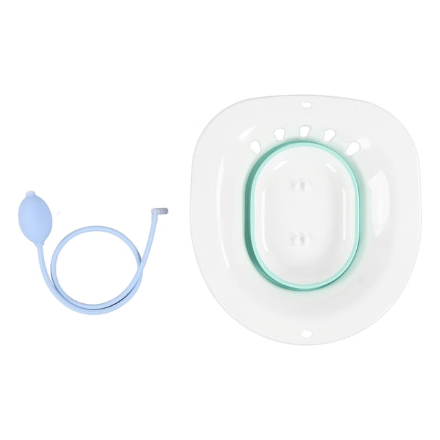 Bain Assis de Toilette, Réduire la Douleur Bain Assis Résistant à la Chaleur Massage à l'Eau Sans Accroupissement avec Jet d'Eau pour Soins Traitement pour Femmes Enceintes Vert avec Jet d'Eau