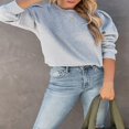 thumbnail image 3 of Solid Color Loose Fit Crew Neck Long Sleeve Sweatshirt for Women, 3 of 9