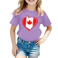 thumbnail image 4 of Gyexs Chandail Canada Filles Feuille d'Érable Drapeau Canadien Chandails Manches Courtes Col Rond T-Shirt Fête du Canada Mode Garçon Violet 4-5 Ans, 4 of 4