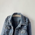 thumbnail image 5 of Ladies Denim Jacket with Beads Short Blue Denim Jacket Tops, 5 of 5