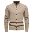 thumbnail image 4 of UVEASISHA Knit Cardigan Sweaters for Men Button Down Casual Stand Collar Pullover Sweater Lightweight Fashion Open Front Cardigans 2025 Fall Thin Knitted Jacket Fall Savings Beige L, 4 of 6