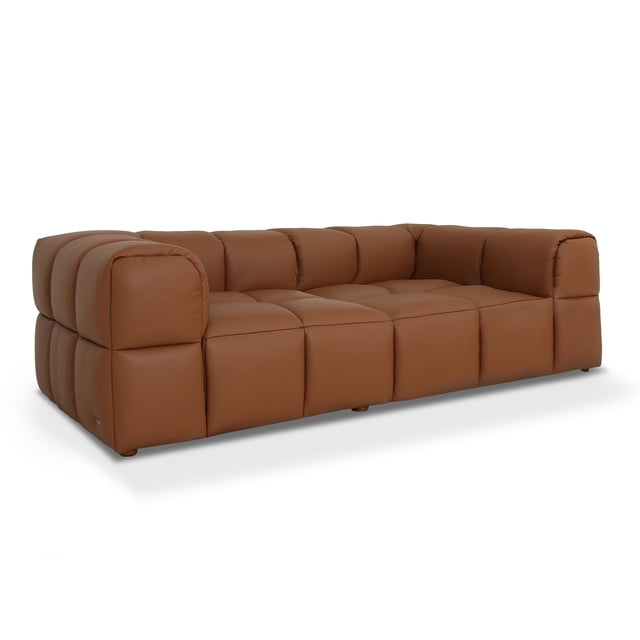 Canapé Modulaire Entièrement Configurable en Cuir Brun Tuscono
