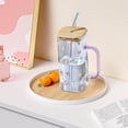 thumbnail image 3 of Heat Glass Drinking Cup with Lid and Straw 400ML Capacity Ideal for Iced Coffee Juice Milk and Various Cold Beverages Modern Handle Design for Home Bar Travel or Camping Use, 3 of 5