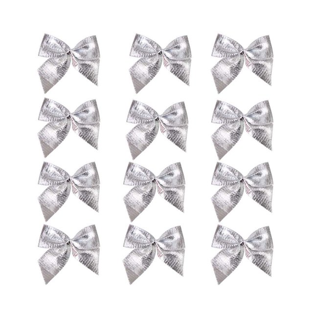 Pack of 12 Christmas Bows 12*15 cm Christmas Tree Bows Christmas Glitter Bows Glitter Christmas Tree Decoration Decoration Gift Christmas Decoration Bows for Christmas Tree Gold