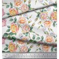 thumbnail image 3 of Soimoi Toile de Canard de Coton Feuilles & Fleurs Roses Imprimés par Yard 42 Pouces de Large, 3 of 3