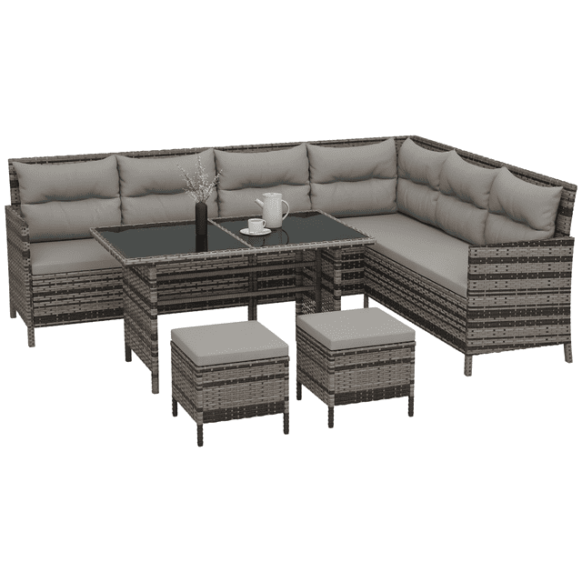 Outsunny 6 Pieces Patio Dining Set Wicker Outdoor Furniture Set