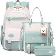 Girls Backpack for School Large Casual Daypack for Teen Girls 3Pcs School Bag Set with Crossbody Bag Pencil Case