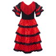 thumbnail image 2 of RUNQHUI Robe de Festival Espagnole pour Filles avec Franges Jupe Maxi Lyrique à Volants Tenue de Danse Rouge&Noir 12, 2 of 7
