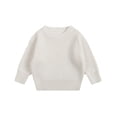 thumbnail image 1 of MIASHUI Chandails pour Garçons et Filles, Col Rond, Manches Longues, Chandail-Over, Couleur Unie, Tricoté, Blanc, 5-6 Ans, 1 of 4