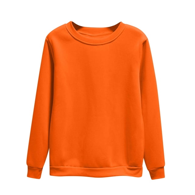 hotojiny Plus Size Sweatshirt for Women Casual Solid Color Long Sleeve Pullover Crew Neck Basic Loose Fit Tops 2025 Fall Outfits