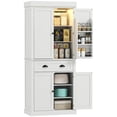 thumbnail image 1 of HOMCOM 71" Kitchen Pantry Cabinet with Spice Racks and LED Lights, White, 1 of 10