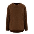 thumbnail image 4 of Pisexur Chandail en Molleton Douillet pour Femmes à Manches Longues Col Rond Mode Couleur Unie Automne chandail Décontracté Ourlet Fendu, 4 of 4