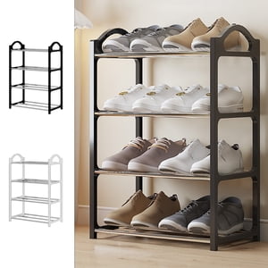 SSZMDLB 1Pcs Doorway Shoe Rack, 4-Tier Plastic Entryway Shoe Organizer with Handrail, Space-Saving Storage Rack for Shoes, Boots and Home Entryway, Small Shoe Rack for Closet Hallway