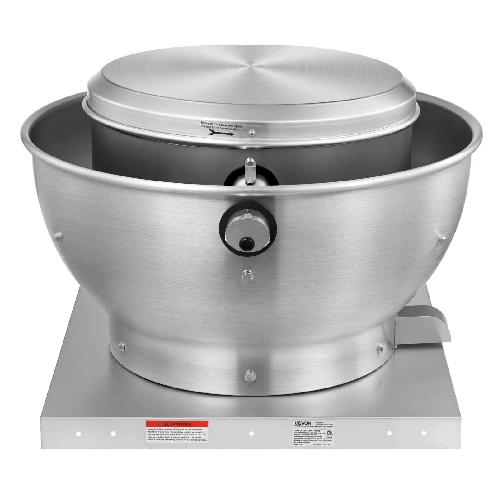 VEVOR Commercial Kitchen Exhaust Fan, 2109 CFM Restaurant Canopy Hood Exhaust Fan, 0.75HP 560W Direct Drive Food Truck Hood Vent, High Speed & Low Noise