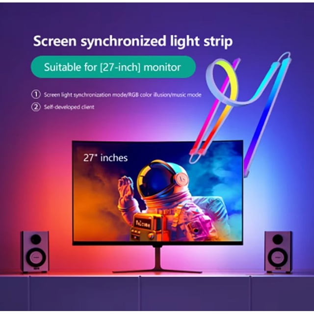 HLONK Color Music Game Sync 24” Screen Gaming Amosphere Ambient Smart TV Monitor LED Strip Backlight Light for Computer Screen (32inch)